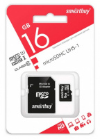 Карта памяти MicroSD 16 Gb Smart Buy Class 10 с адаптером, черная