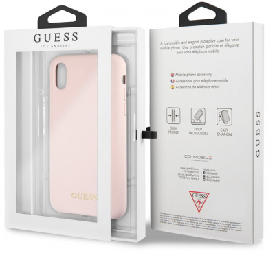 Чехол Guess iPhone XXs SILICONE COLLECTION GOLD LOGO розовый 6